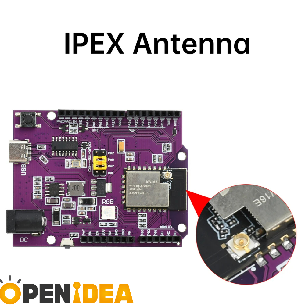 IPEX AntennaA 듀얼 밴드 ARM Cortex M4F Cortex M0 듀얼 코어 MCU PC IPEX 안테나 와이파이 BT5.0 개발 보드 BW16 [ZTW40-024]