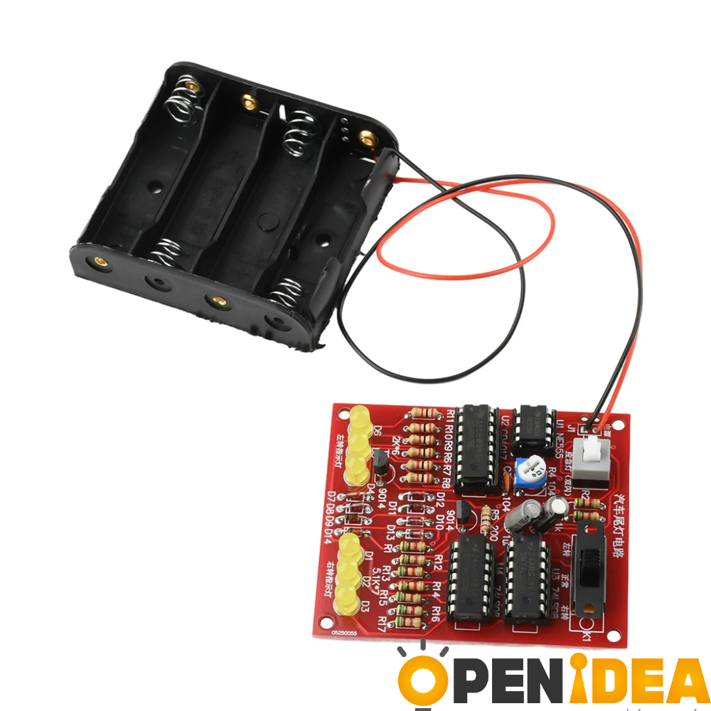 With battery box 아날로그 자동차 테일 라이트 DIY 전자 키트 DC 5-6V 재미있는 시뮬레이션 자동차 미등 전자 납땜 구성 요소 연습 키트 [ZTI45-049]