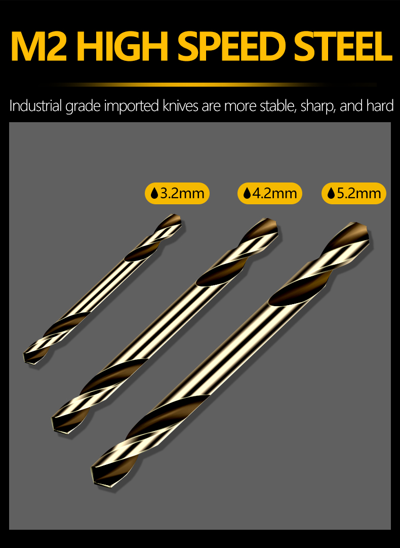3.0-5.2mm High Speed Steel Double, Head Twists Drill, Metal Stainless Steel Hard Drill Bit