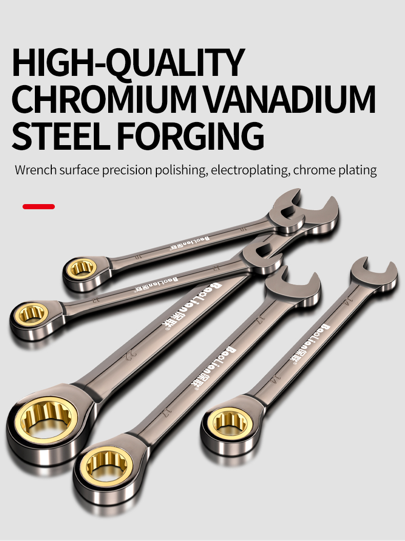 12Pcs 6-19mm Dual Purpose Ratchet Combination Wrench Set With Organizer Rack 72 Tooth Gear Double Use Car Repair Tool