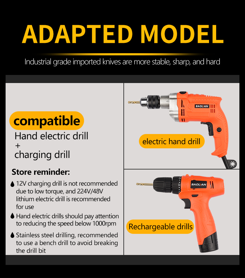 3.0-5.2mm High Speed Steel Double, Head Twists Drill, Metal Stainless Steel Hard Drill Bit