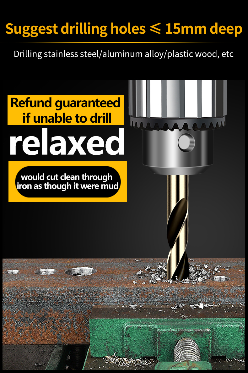 3.0-5.2mm High Speed Steel Double, Head Twists Drill, Metal Stainless Steel Hard Drill Bit