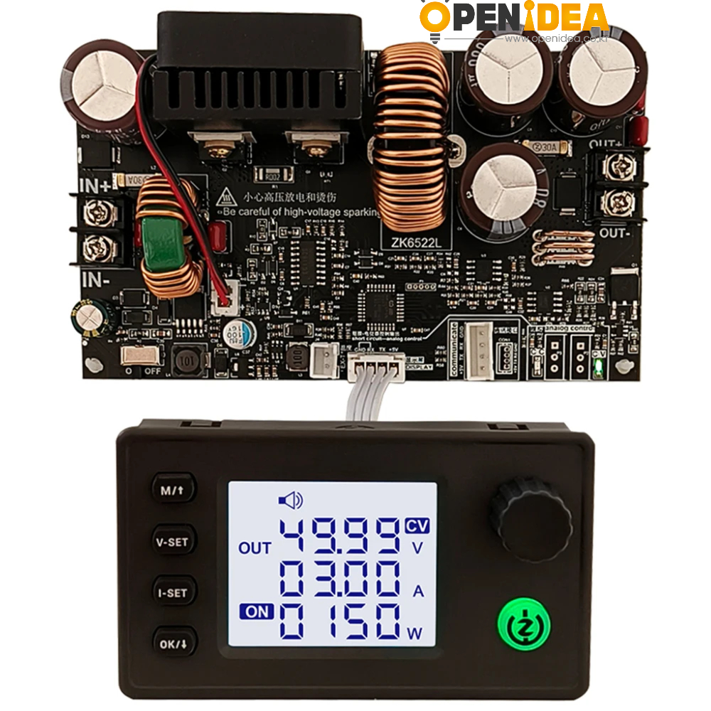 세트 ZK-6522 CNC 스텝 다운 DC 조정 가능한 조정 전원 공급 장치 정전압 및 정전류 모듈 22A 1400W 벅 모듈 [ZTA180-094]