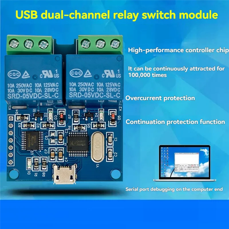 FORW-LCUS-2 유형 2 웨이 USB 릴레이 모듈 2 웨이 USB 릴레이 모듈 컴퓨터 직렬 포트 USB 제어 릴레이 [ZTD37-007]