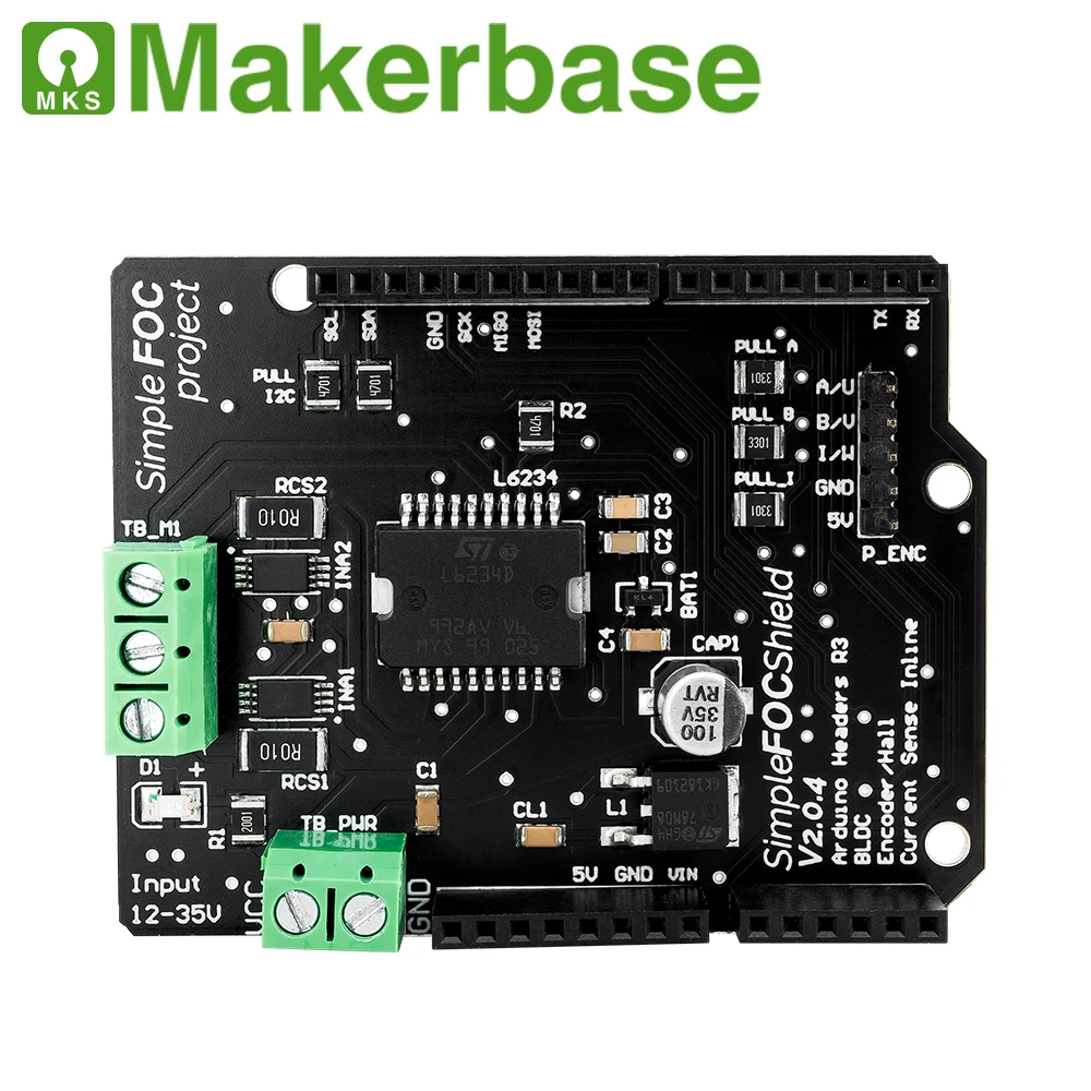 SimpleFOC Shield V2.0.4 FOC BLDC 모터 컨트롤러 보드 Arduino 서보 [Makerbase-13]