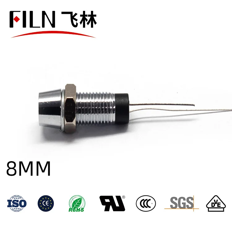 8MM 방수 코드 12V 24V 110V 220V 소형 메탈 표시등 LED 코드 전원 [FILN-08]