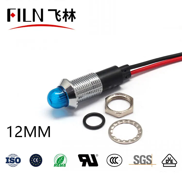 12mm LED전원설비 소켓방수금속표시등 12V 24V 110V 220V [FILN-12]
