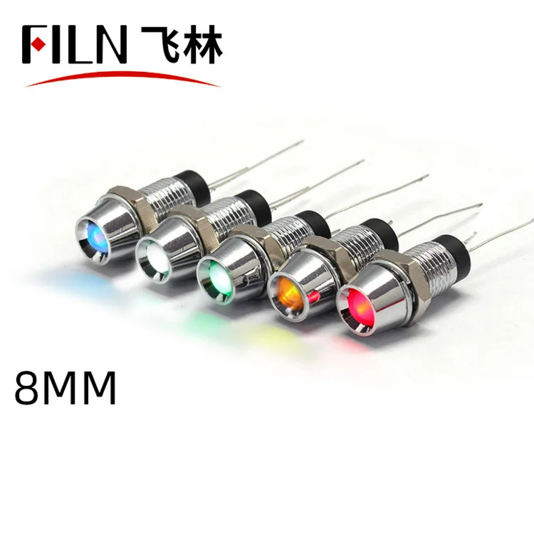 8MM 방수 코드 12V 24V 110V 220V 소형 메탈 표시등 LED 코드 전원 [FILN-08]