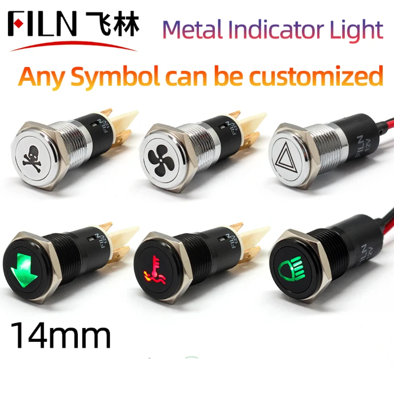 14mm표시등 LED 표시등 방수 신호 12V 자동차 기호 표시등 [FILN-52]