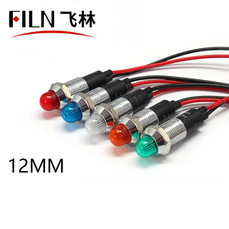12mm LED전원설비 소켓방수금속표시등 12V 24V 110V 220V [FILN-12]