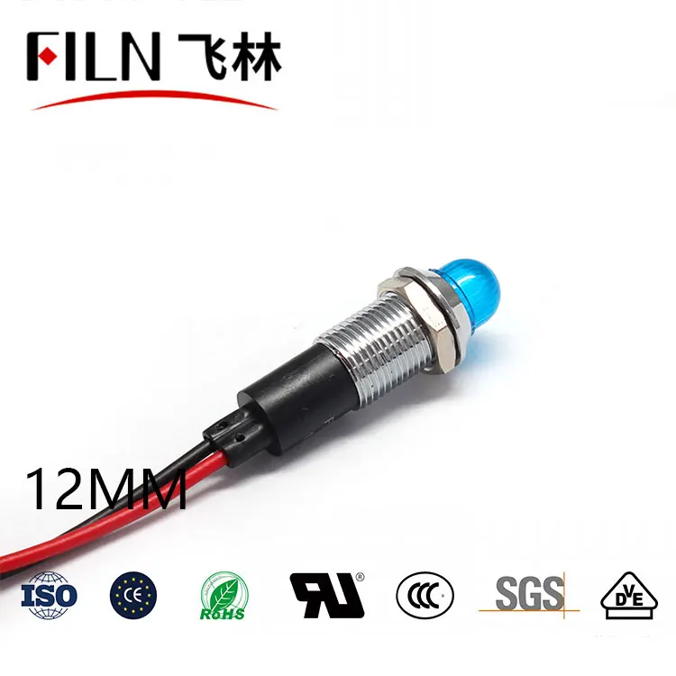 12mm LED전원설비 소켓방수금속표시등 12V 24V 110V 220V [FILN-12]