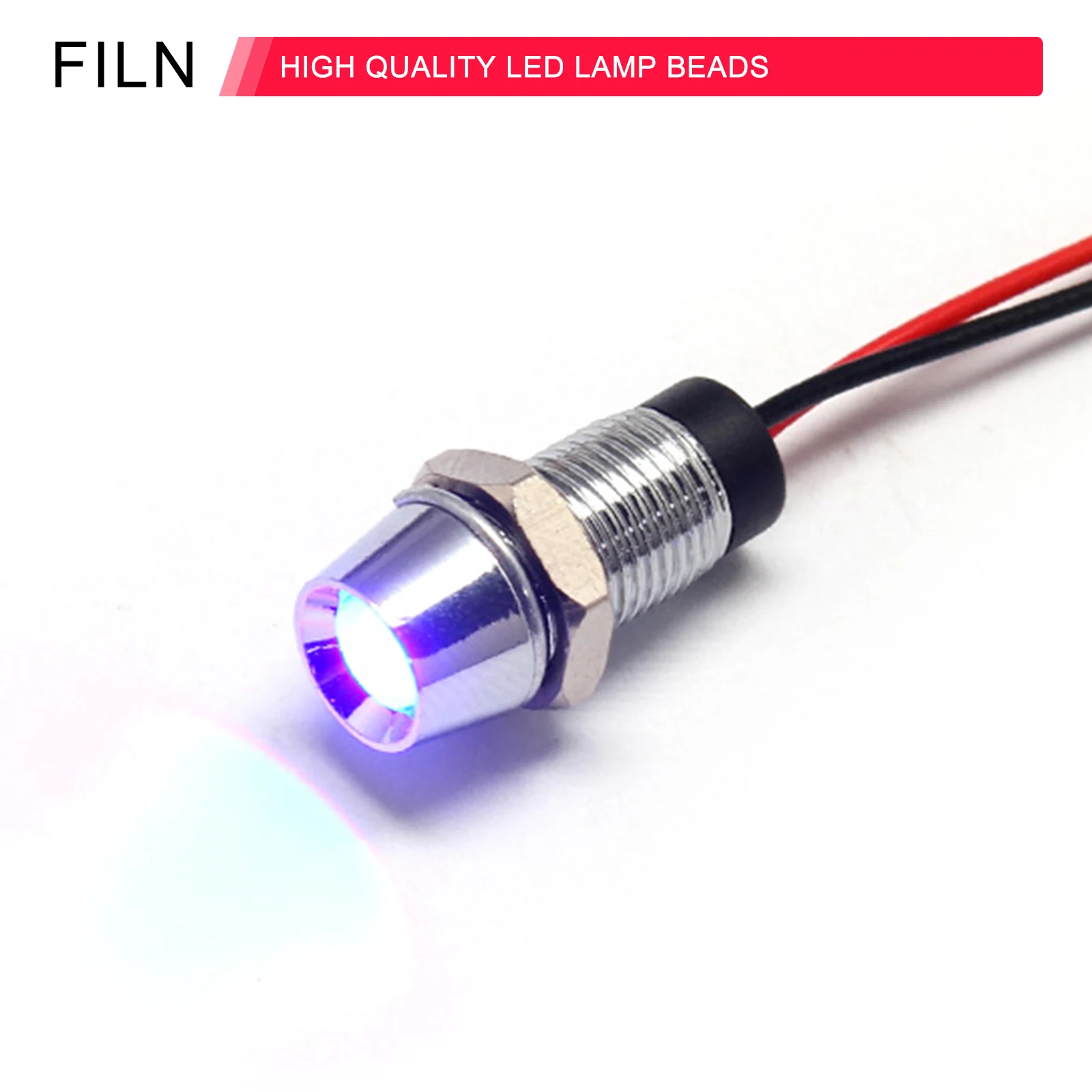 8mm 핀 전원 작업등 핀 방수 금속 표시등 LED 하이라이트 발광 신호등 12v [FILN-28]