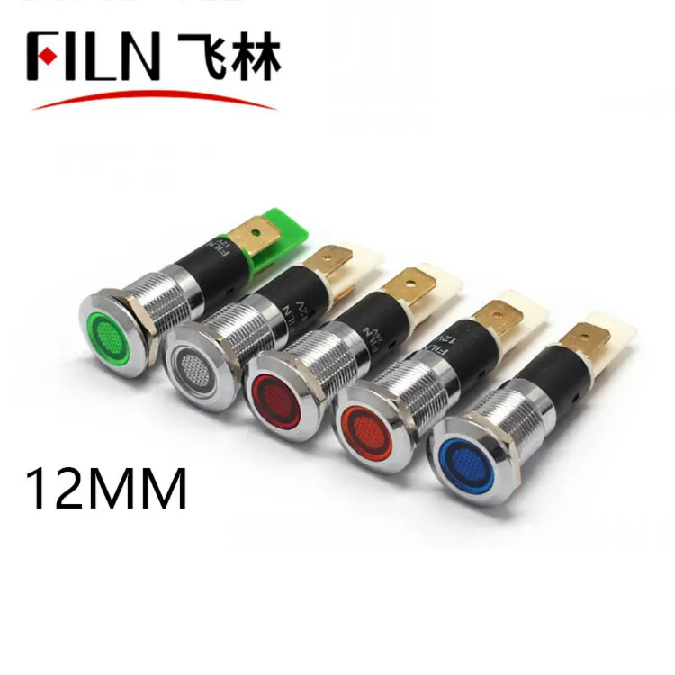 12mm 전원 작업등 코드 전원 LED 방수 금속 표시등 하이라이팅 신호등 12V 24V 36V 110V 220V [FILN-10]