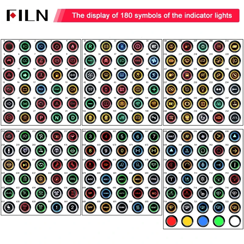 8mm 표시등 LED 표시등 방수 신호 12V 자동차 기호 표시등 [FILN-48]