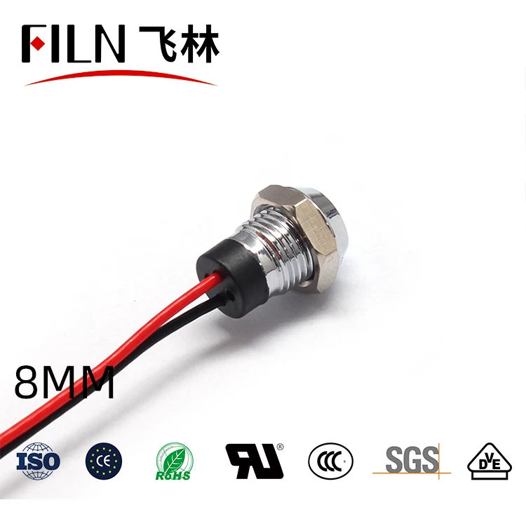 8mm 전원설비 발광신호등 방수금속 하이라이트 표시등12v 24v 220v 110v [FILN-33]