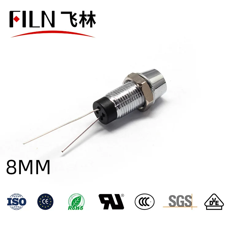8MM 방수 코드 12V 24V 110V 220V 소형 메탈 표시등 LED 코드 전원 [FILN-08]