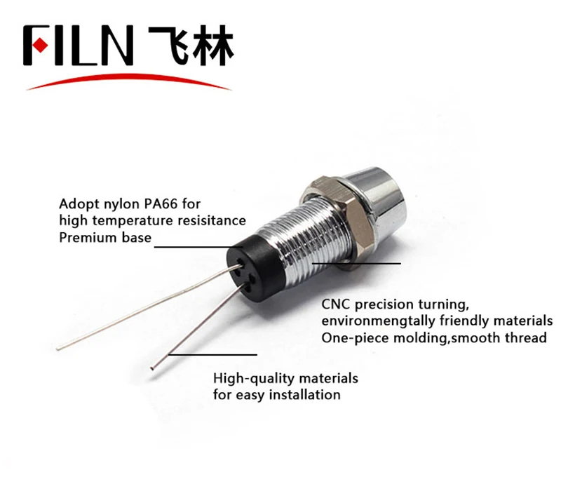8MM 방수 코드 12V 24V 110V 220V 소형 메탈 표시등 LED 코드 전원 [FILN-08]