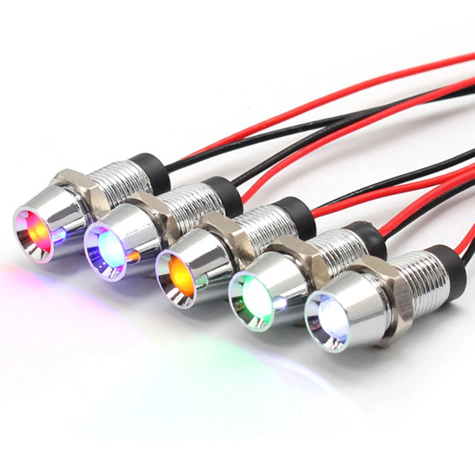 8mm 핀 전원 작업등 핀 방수 금속 표시등 LED 하이라이트 발광 신호등 12v [FILN-28]
