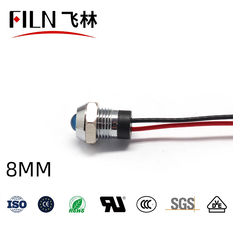 8mm 전원설비 발광신호등 방수금속 하이라이트 표시등12v 24v 220v 110v [FILN-33]