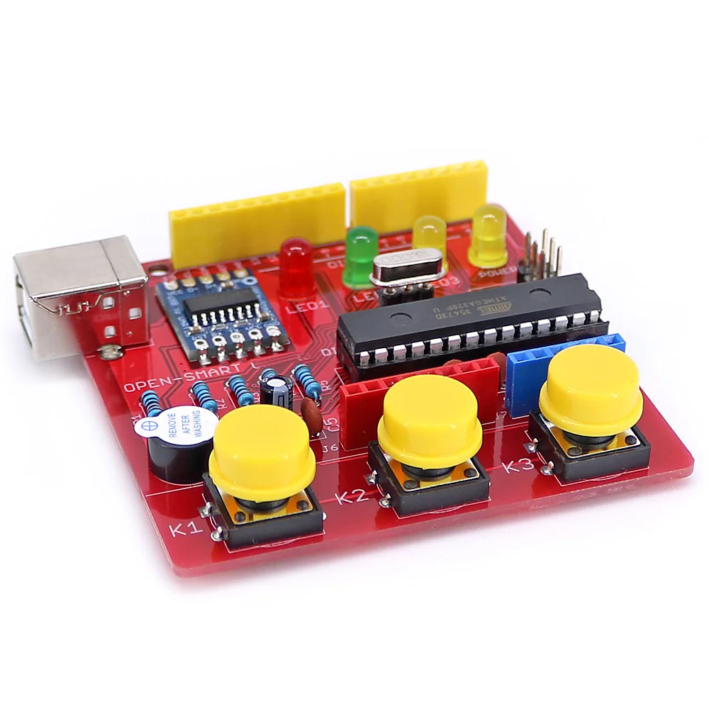 빨간색 DIY ATmega328P 개발 보드 모듈 Arduino와 호환되는 부저 LED 버튼이 있는 CH340 드라이버 [OPEN-SMART-67]