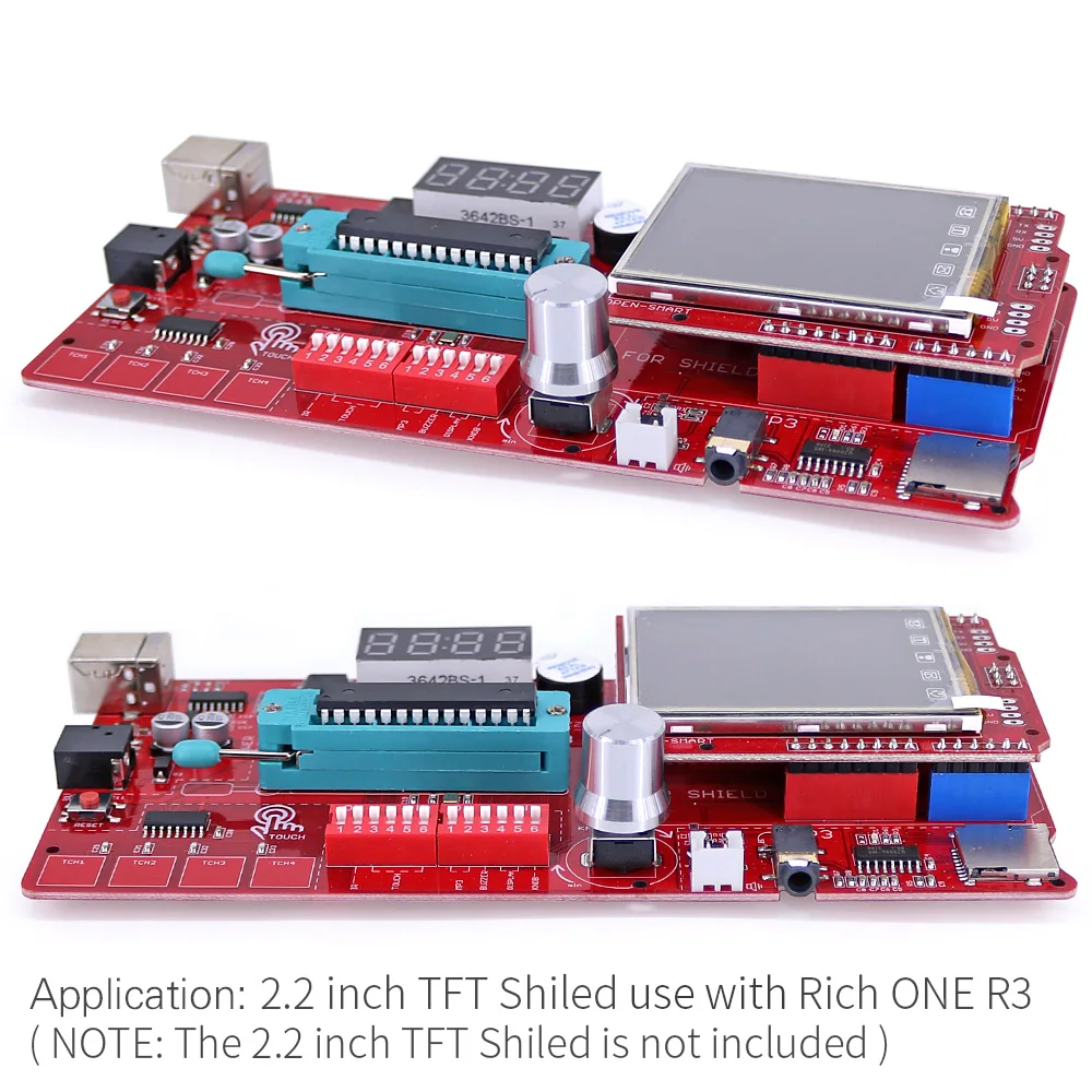 풍부한 다기능 Atmega328P 보드 스타터 키트 MP3 DS1307 RTC 온도 터치 센서 포함 아두이노용 4 자리 디스플레이 모듈 [OPEN-SMART-66]