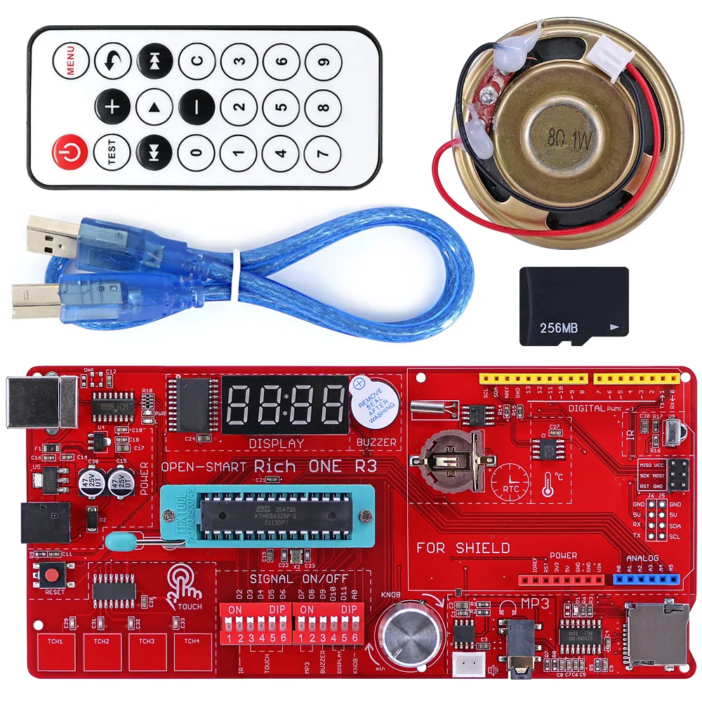 풍부한 다기능 Atmega328P 보드 스타터 키트 MP3 DS1307 RTC 온도 터치 센서 포함 아두이노용 4 자리 디스플레이 모듈 [OPEN-SMART-66]