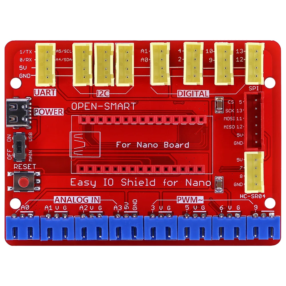 OPEN SMART 나노용 간편한 IO 쉴드 Arduino Nano용 간편한 플러그 다채로운 XH 2.54mm 소켓 센서 모듈 확장 보드 [OPEN-SMART-71]