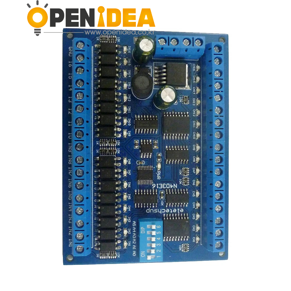 Only Board DC 6.5-30V 16채널 RS485 입력 출력 포트 원격 제어 스위치 PLC IO 확장 보드 DIN35 Modbus RTU NPN 저레벨 모듈 녹색 [ZTW40-097]