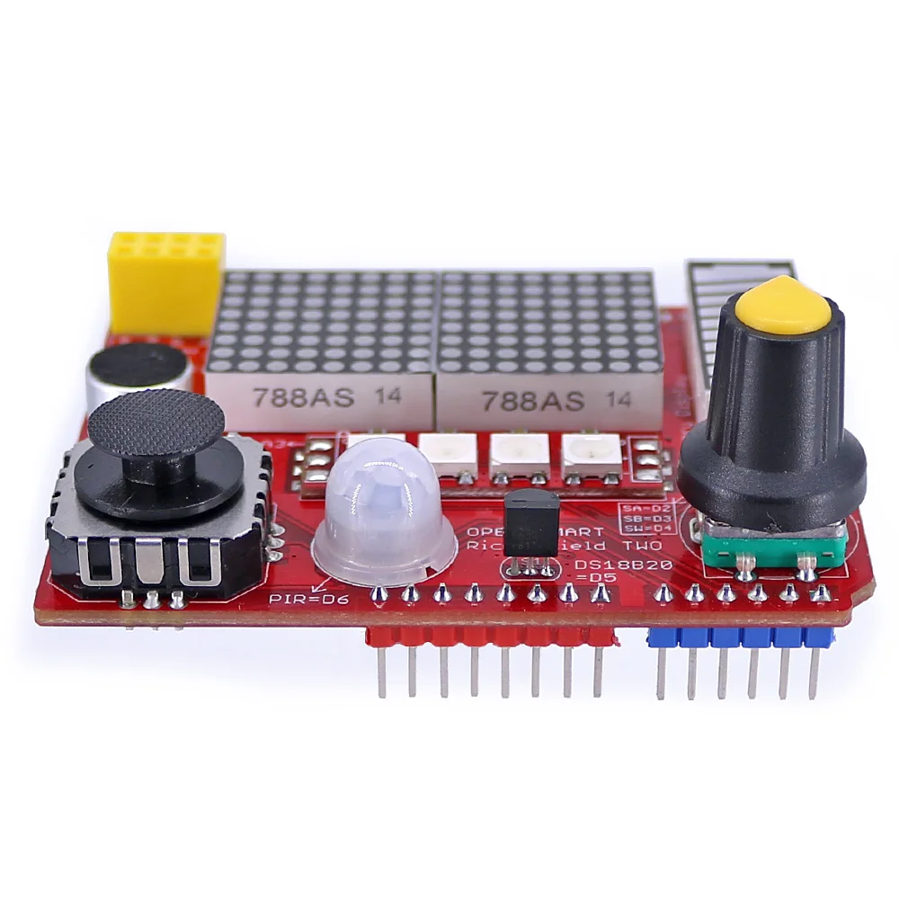 I2C LED 매 트 릭 스 조이 스 틱 인 코 더 RGB LED PIR HUMN 센 아르 뒤 노 서 용 사 운 드 센 서 모 듈이 포 함 된 RICH'TWO [OPEN-SMART-65]