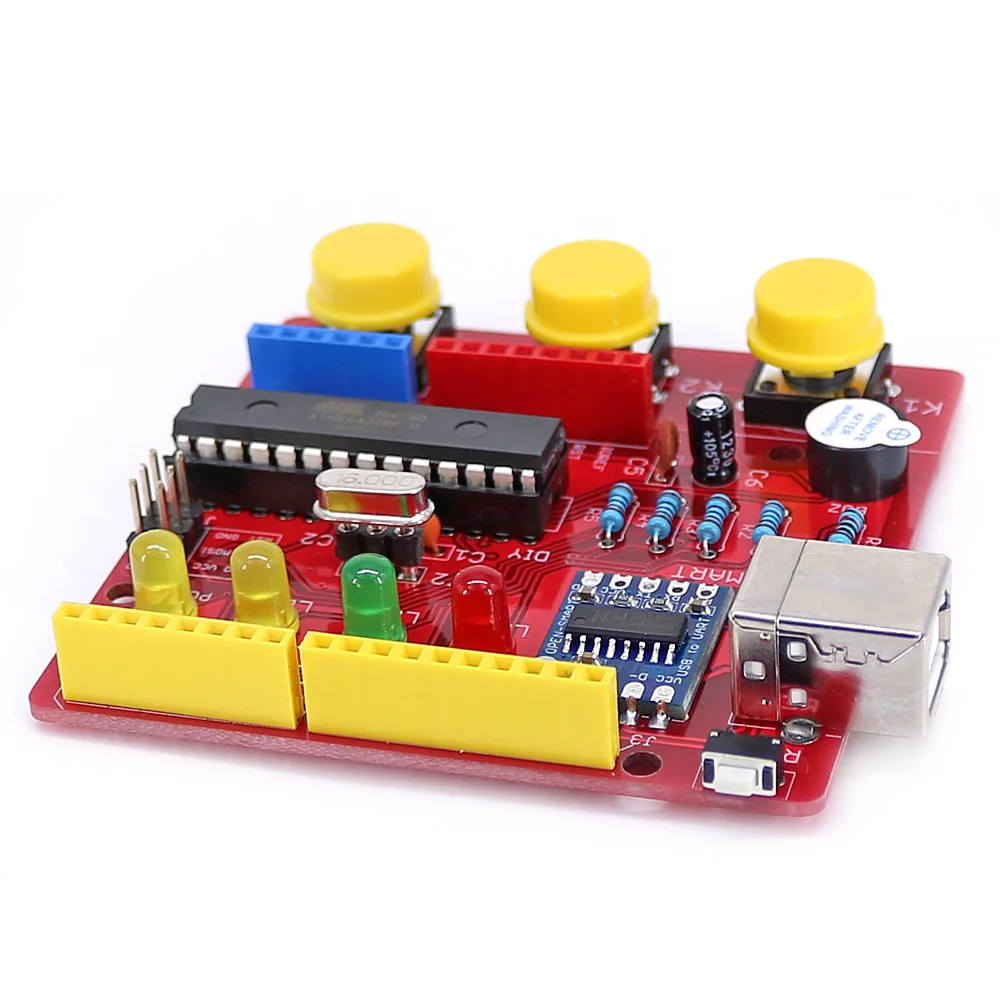 빨간색 DIY ATmega328P 개발 보드 모듈 Arduino와 호환되는 부저 LED 버튼이 있는 CH340 드라이버 [OPEN-SMART-67]