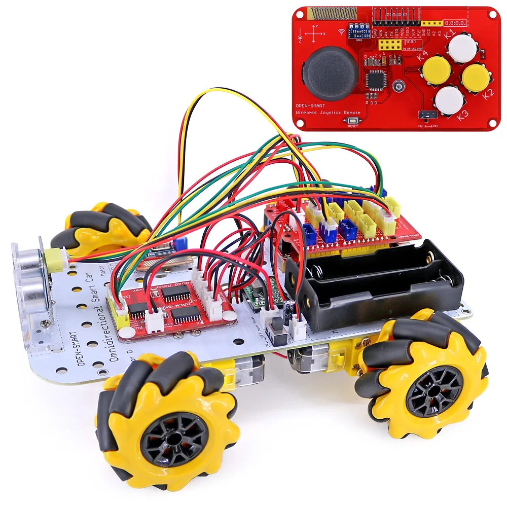 4WD 스마트 카 세트 360도 풀 방향 RF 315 MHZ 조이스틱 무선 원격 조종 기어 모터 아르뒤노 플러그인 XH2.54 [OPEN-SMART-63]