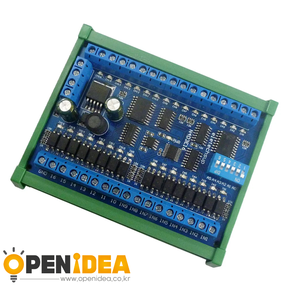 With Din Rail Box DC 6.5-30V 16채널 RS485 입력 출력 포트 원격 제어 스위치 PLC IO 확장 보드 DIN35 Modbus RTU NPN 저레벨 모듈 녹색 [ZTW40-098]