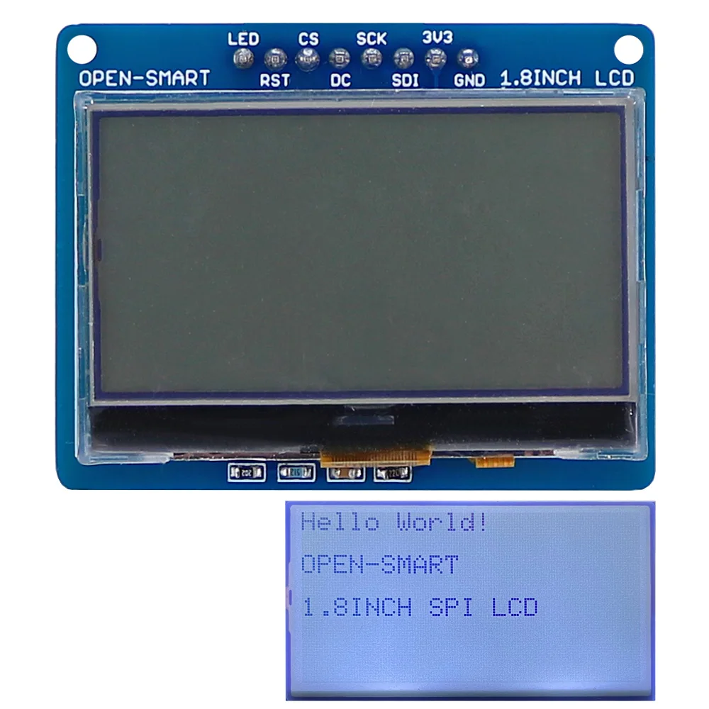 3.3V 1.8인치 솔리드 LCD 패널 모듈 128x64 시리얼 SPI 메인보드 호환 UNO R3 [OPEN-SMART-49]