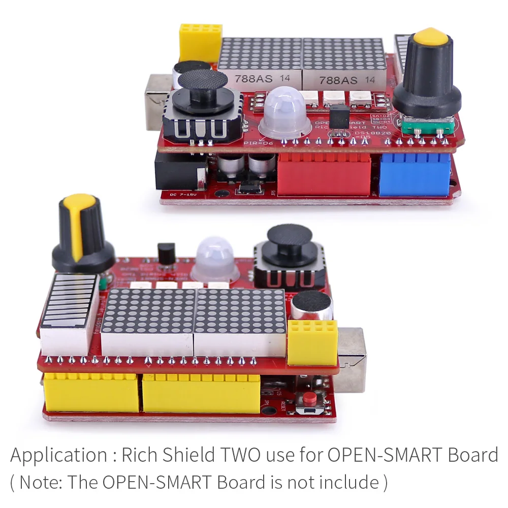 I2C LED 매 트 릭 스 조이 스 틱 인 코 더 RGB LED PIR HUMN 센 아르 뒤 노 서 용 사 운 드 센 서 모 듈이 포 함 된 RICH'TWO [OPEN-SMART-65]