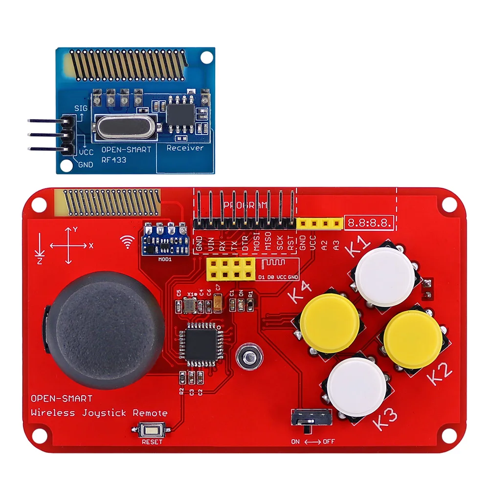 전방향 무선 조이스틱 원격 제어 4WD 스마트 카 키트 로라 RF 433 MHz 기어 모터 아두이노용 이지 플러그 360 도 5V 3.3V R3 보드CH340 ATMEGA328P 칩 개발 보드Arduino와 호환되는 USB 케이블 포함 Black [OPEN-SMART-131]