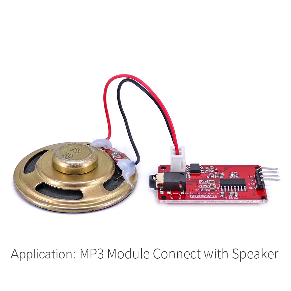 MP3 음악 플레이어 UART 직렬 모듈스피커 포함 온보드 모노럴 증폭기 스피커 소켓, Arduino용 MP3 WAV 오디오 재생 [OPEN-SMART-119]