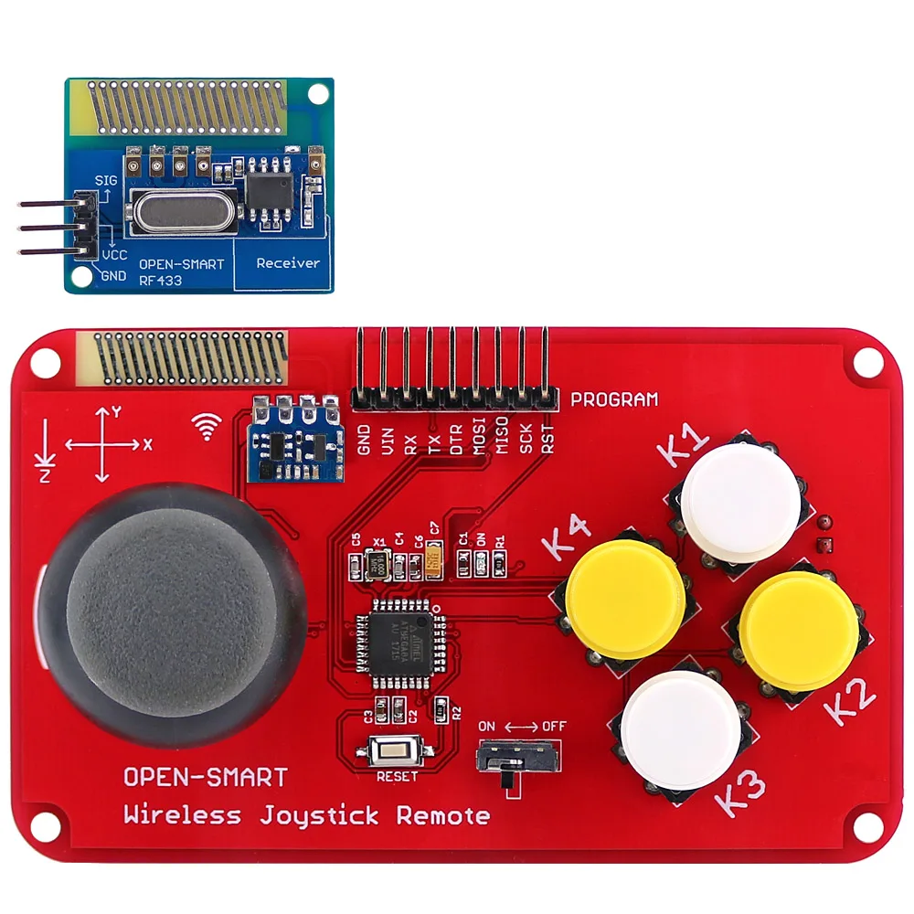 쉬운 플러그 4WD 스마트 카 키트 원격 제어 조이스틱 LORA RF 433 MHz 장거리 무선 모듈 아두이노용 기어 모터 키트 [OPEN-SMART-136]