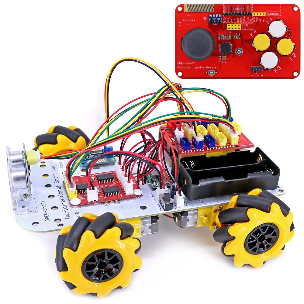 전방향 무선 조이스틱 원격 제어 4WD 스마트 카 키트 로라 RF 433 MHz 기어 모터 아두이노용 이지 플러그 360 도 5V 3.3V R3 보드CH340 ATMEGA328P 칩 개발 보드Arduino와 호환되는 USB 케이블 포함 Black [OPEN-SMART-131]