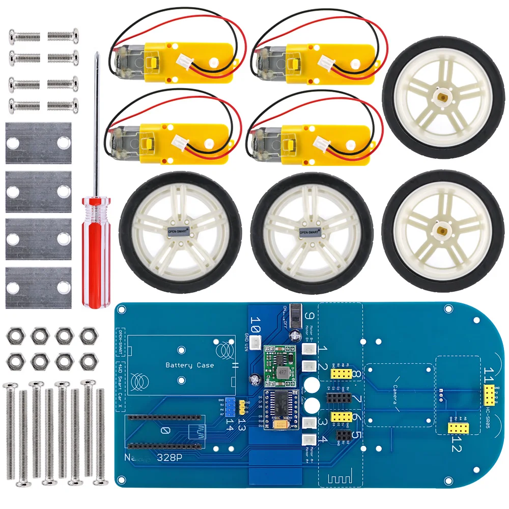 쉬운 플러그 4WD 스마트 카 키트 원격 제어 조이스틱 LORA RF 433 MHz 장거리 무선 모듈 아두이노용 기어 모터 키트 [OPEN-SMART-136]