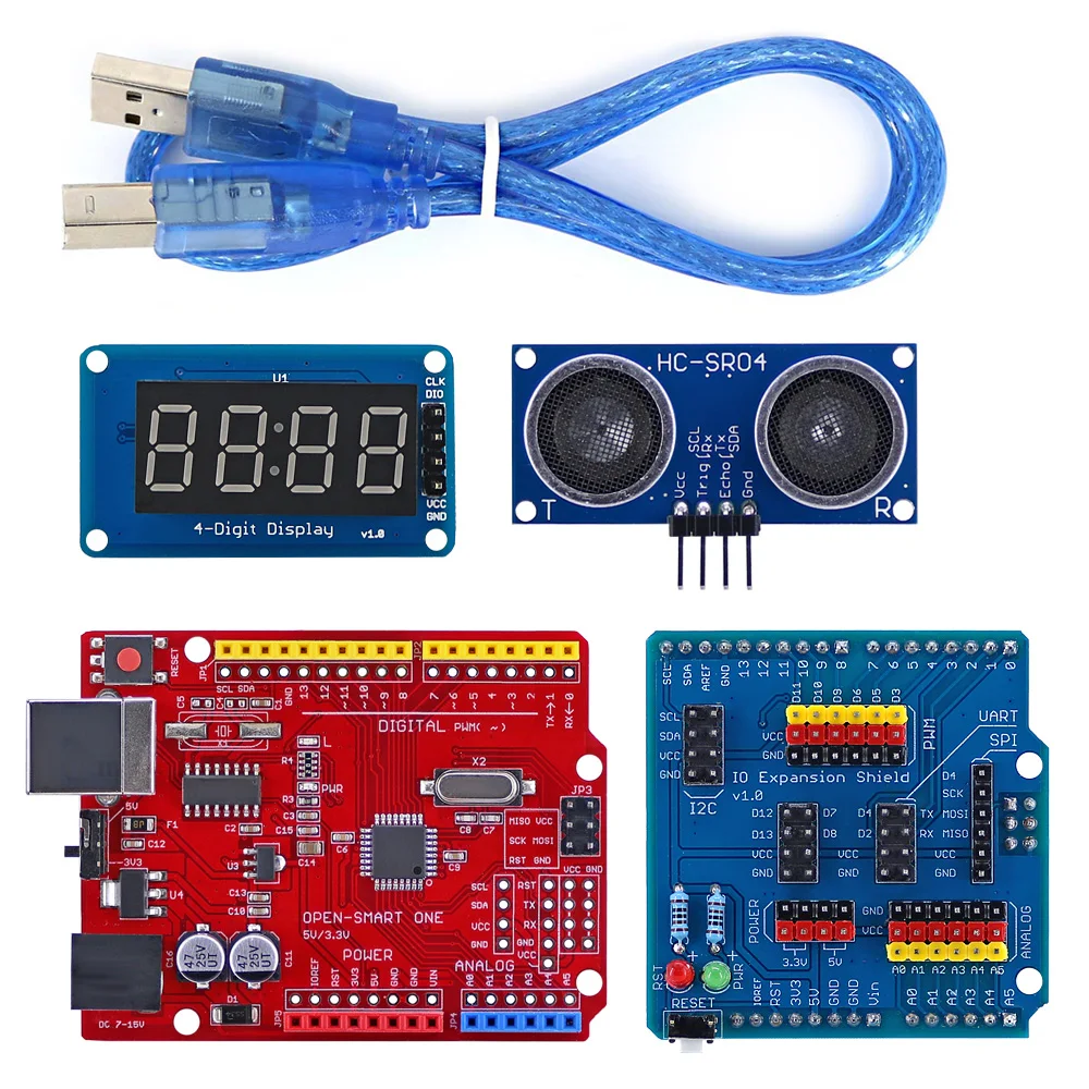 4WD 스마트 카 키트 조이스틱 원격 제어 무선 RF 433 MHz 장거리 고무 휠 기어 모터 튜토리얼 아두이노와 호환 가능 [OPEN-SMART-137]