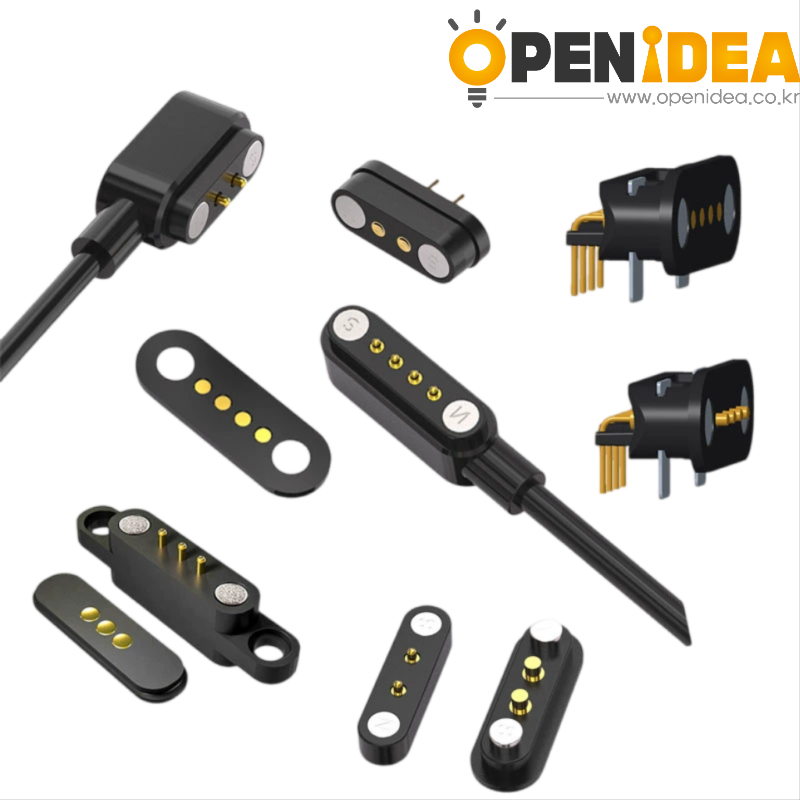 포고핀(Pogo Pin) 자석식 수-암 커넥터 - 나사 구멍 장착형 USB 충전 전도 핀 스프링 콘택트 [ZCM059-018]