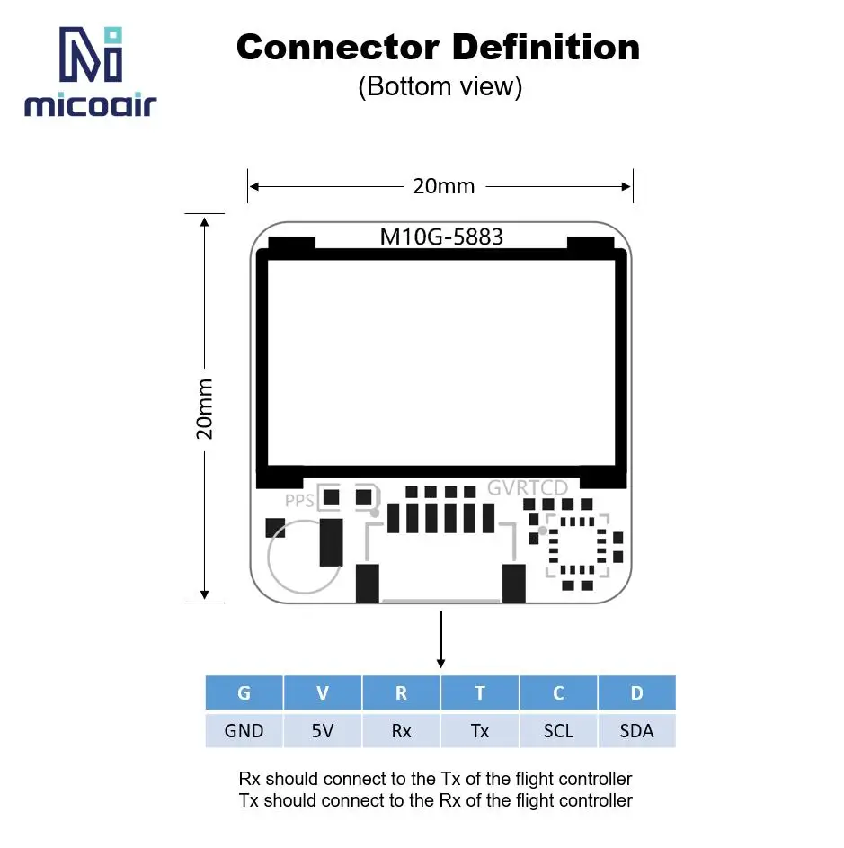 M10G-5883 초소형 M10 GNSS 모듈 (나침반 내장 마이크로에어 제10대 GPS-베이더우(북두) 모듈 M8Q-5883 대체 모델) [MicoAir-27]