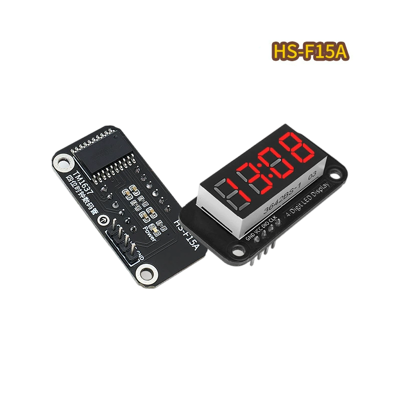 HS-F15A TM1637 4자리 7세그먼트 디지털 튜브 클럭 모듈 (아두이노-마이크로컨트롤러 개발보드 호환) [Hello-STEM-228]