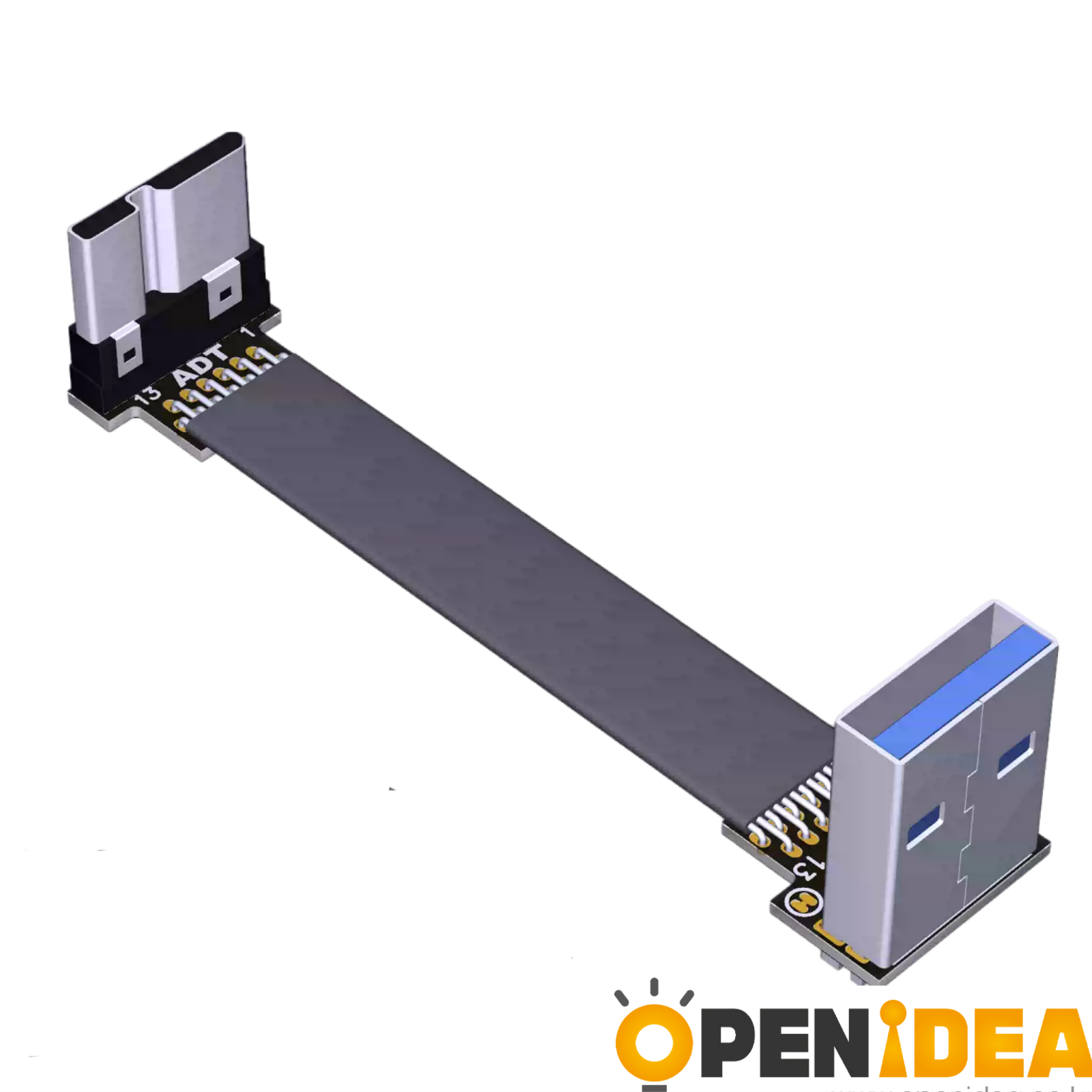 USB 3.0 A타입(공) to 마이크로 B타입(공) 더블 L형 플랫 케이블 0.2m [ZBN001-058]