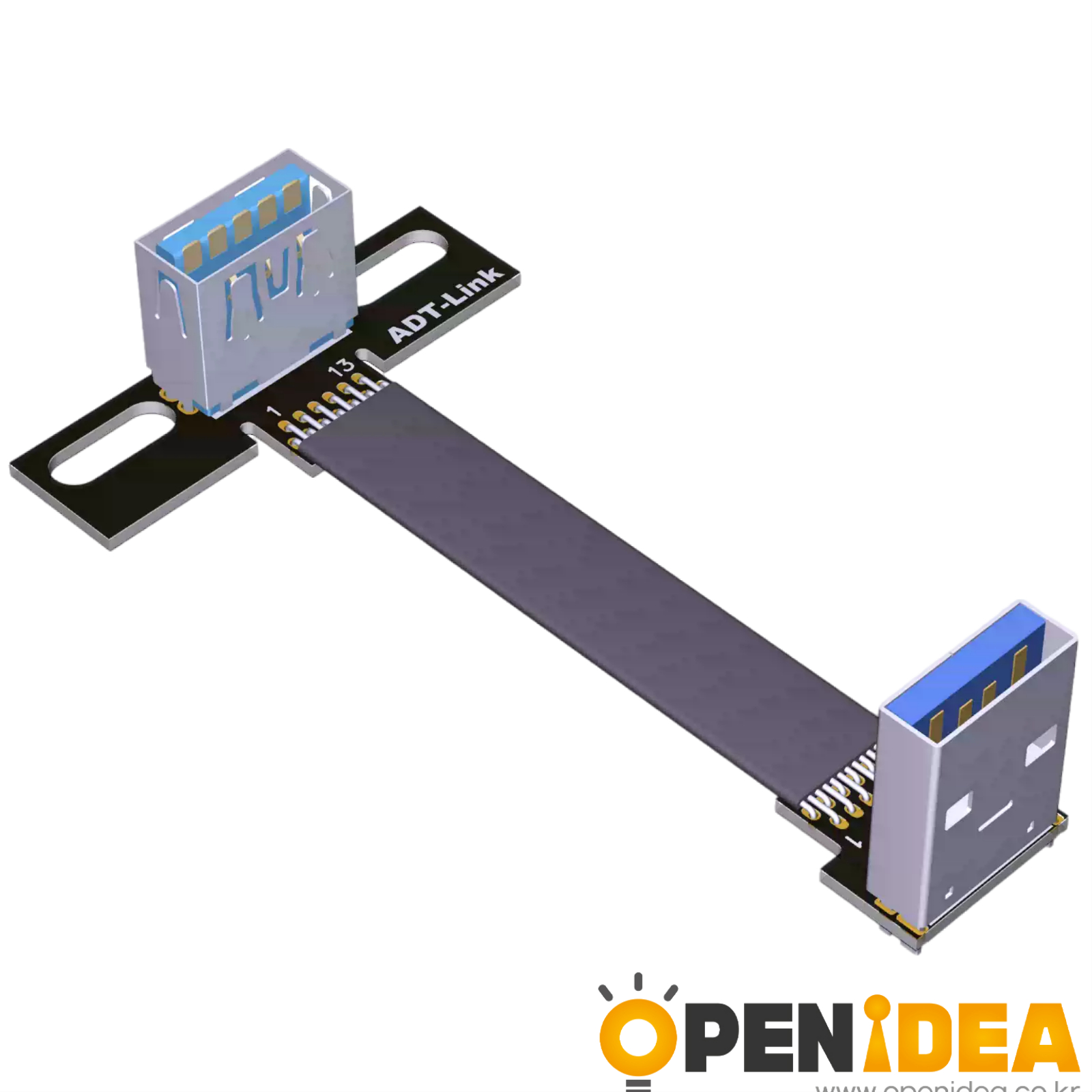 USB 3.0 A타입(공) to A타입(암) 초박형 플랫 변환 케이블 (더블 L형) 0.2m [ZBN001-061]