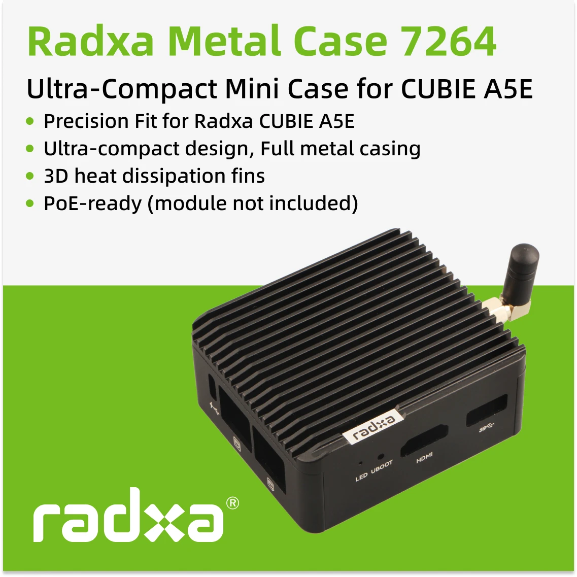 A5E 개발보드 전용 메탈 케이스 CNC 공정 풀 메탈 바디 A5E7264 [RADXA-52]