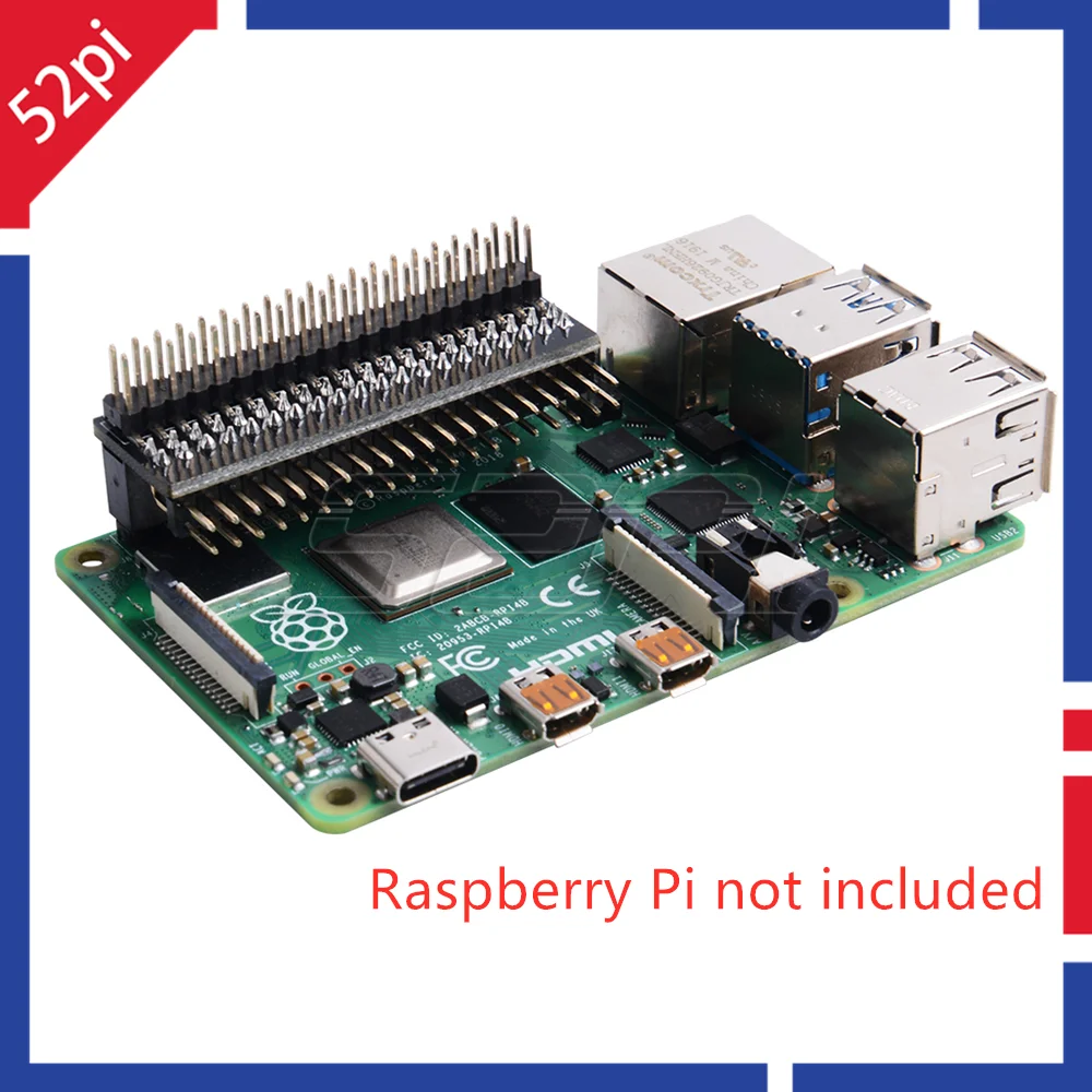 52Pi GPIO 엣지 익스텐션 헤더, 라즈베리 파이 5B 4B 3B+ 3B 제로 W 제로용 40 핀 보드 [52PI-011]
