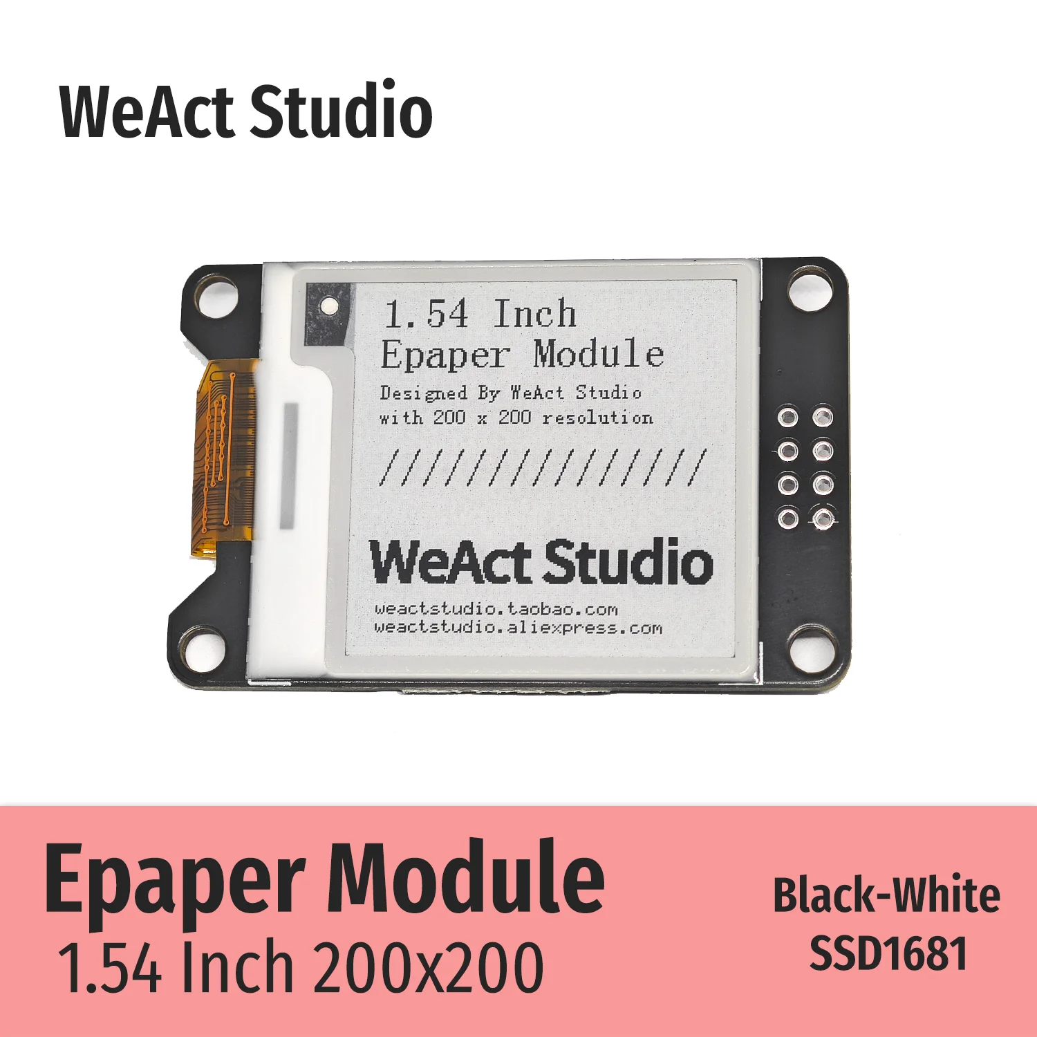 1.54인치 1.54인치 Epaper 모듈 전자종이 전자잉크 EInk 디스플레이 화면 SPI 흑백 [WeAct-Studio-021]
