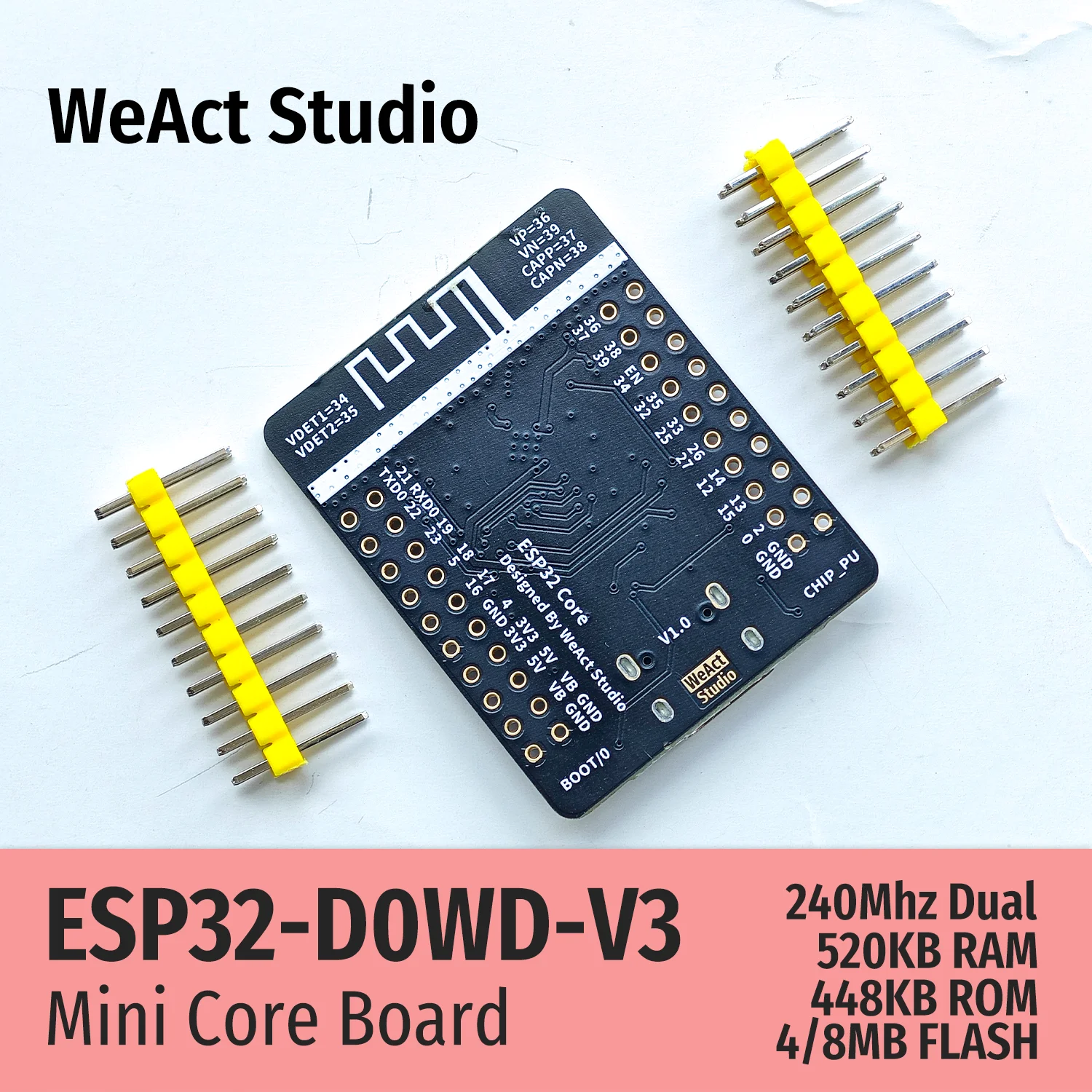 ESP32 개발 보드 TYPE-C CH340K WiFi+블루투스 듀얼 코어 ESP32-DOWD-V3 [WeAct Studio-043]