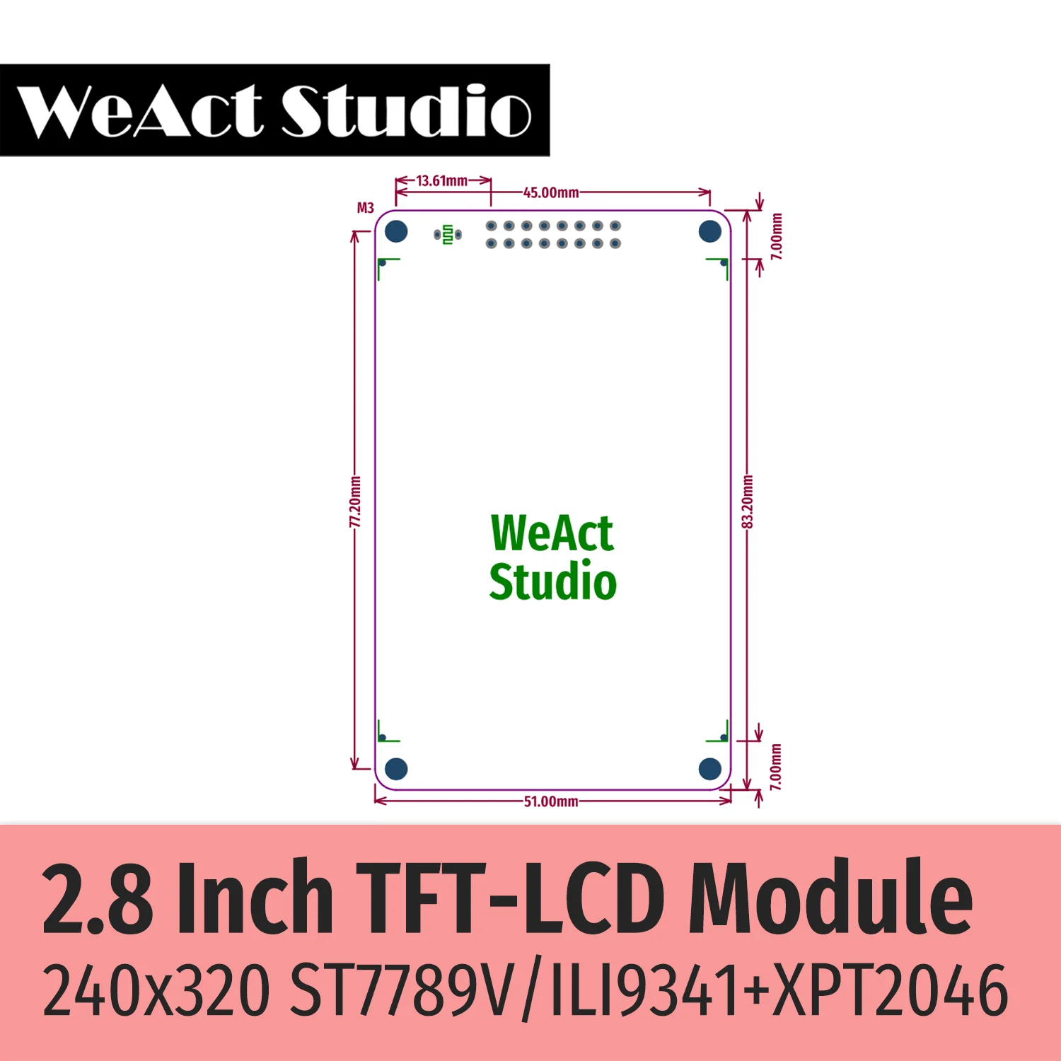 2.8인치 TFT 디스플레이 (컬러 스크린)-ST7789 ILI9341 SPI LCD 240x320 픽셀 액정 모듈 [WeAct-Studio-046]